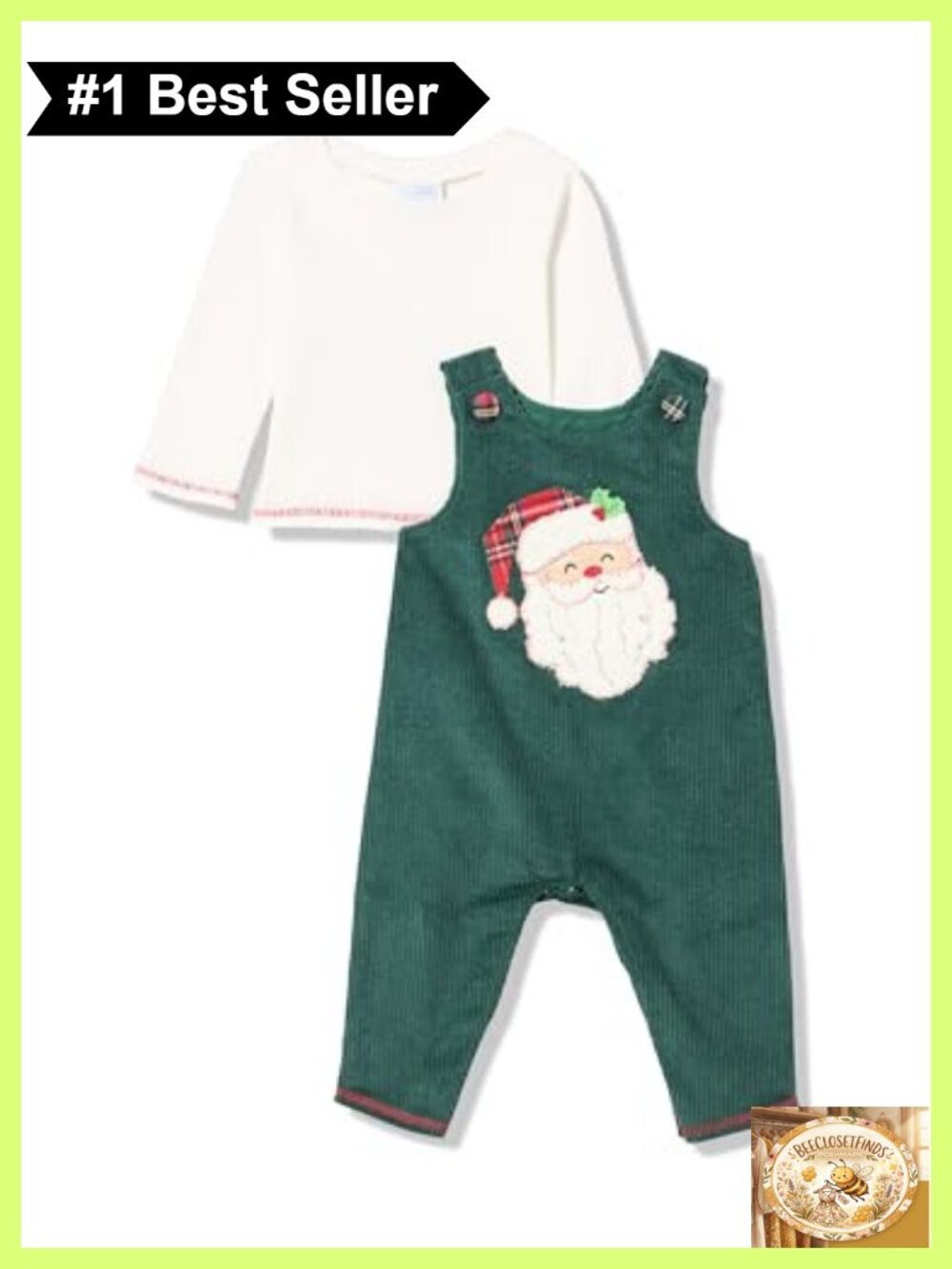 Baby Boys Christmas Santa Cord Longall Set Waffle Knit Top 2-Piece Outfit